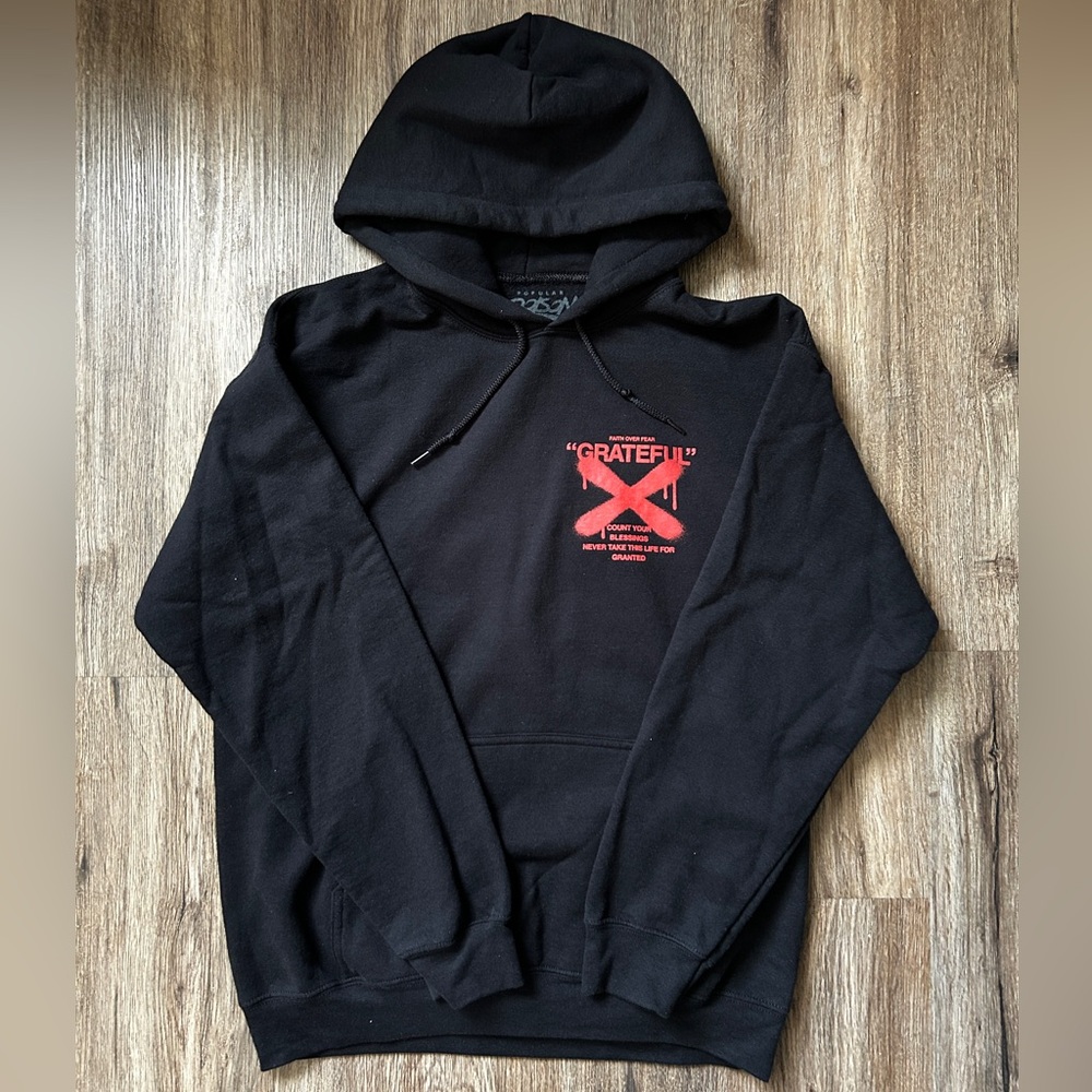 Popular Poison Black Hoodie with Red Graphic
